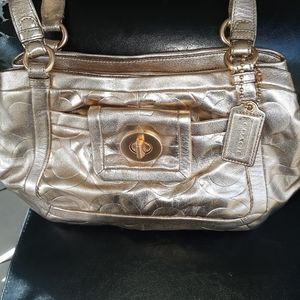 Coach gold metallic Satchel
